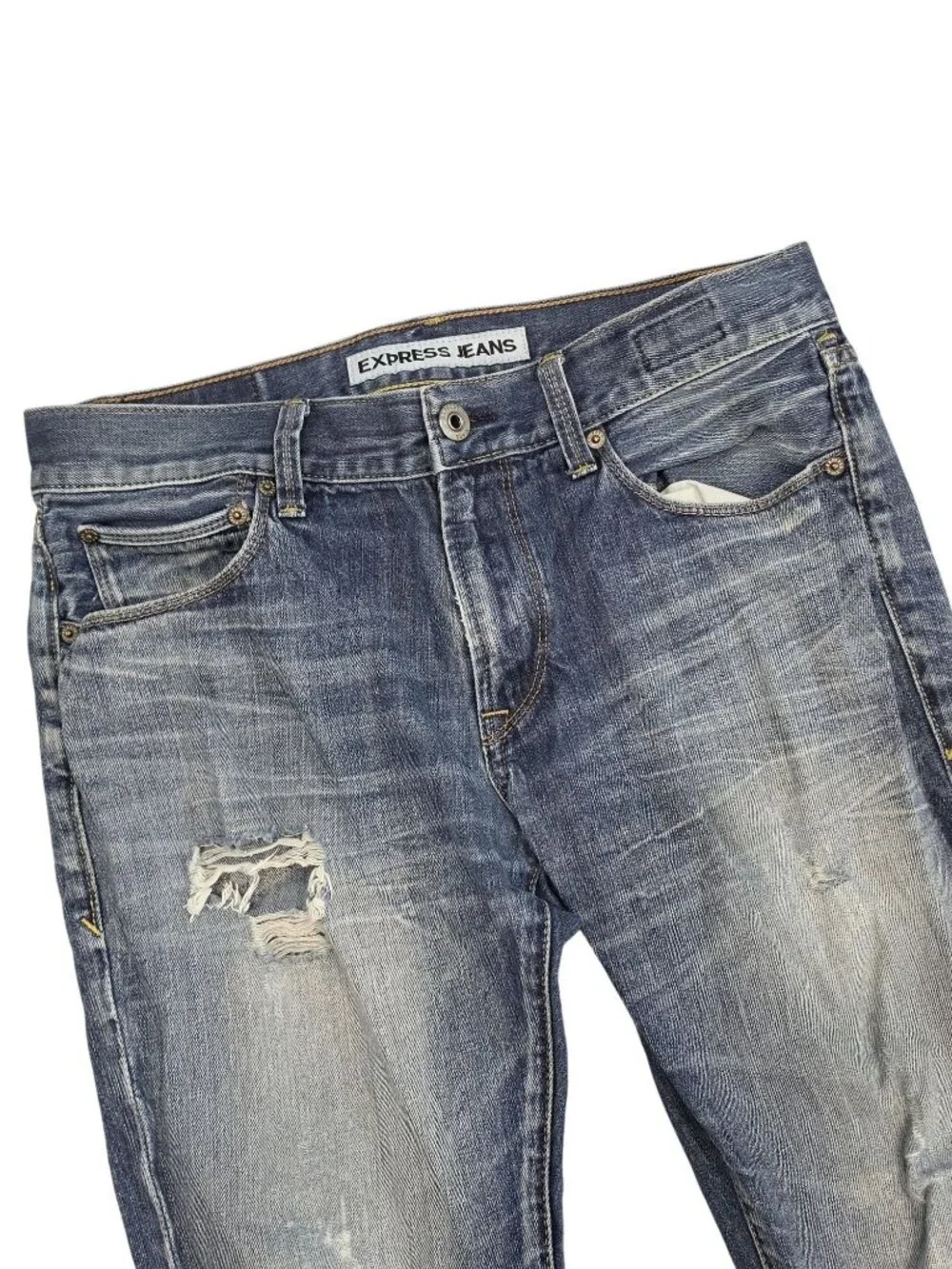 Express Mens Distressed Straight-Leg Blue Jeans 31x30 - Casual Denim Pants